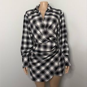 Fashion Nova Plaid Black & White Dress
